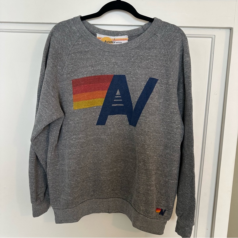 Aviator Nation Gray Sweatshirt with Multicolor Logo